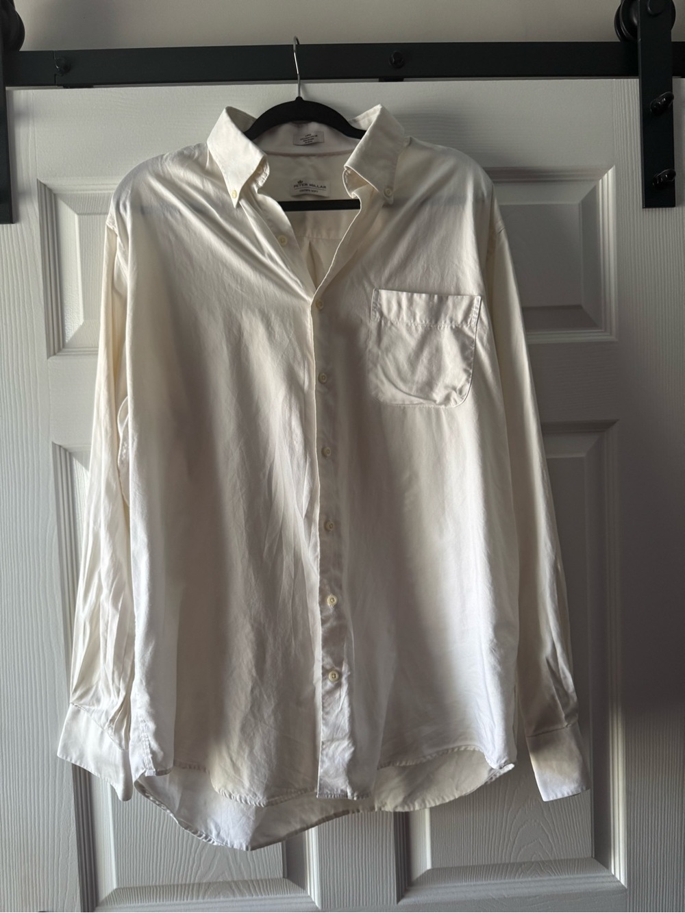 Peter Millar Crown Soft White Button Down Shirt Men’s Large Cotton Silk Blend